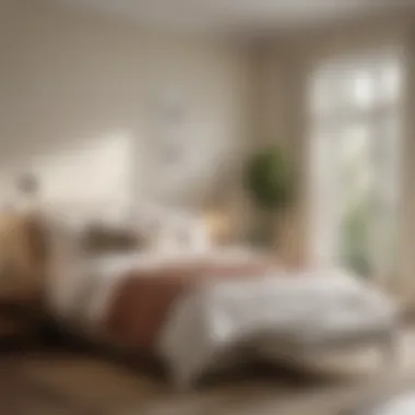 A cozy bedroom adorned with Valspar warm white paint, creating a peaceful atmosphere