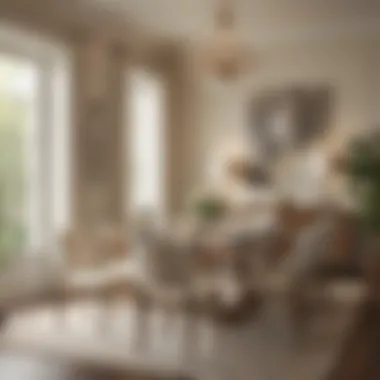 An elegant dining area featuring Valspar warm white paint that enhances natural light