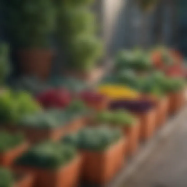 Colorful array of vegetable containers