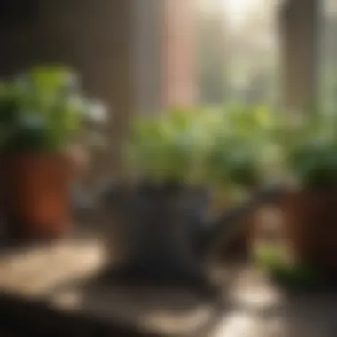 Nurturing Container Plants with a Watering Can Watering can nurturing container plants