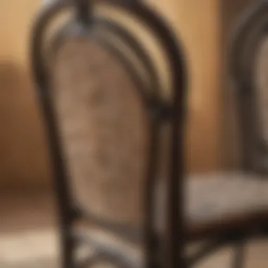 Close-up of the intricate weaving on a French bistro chair