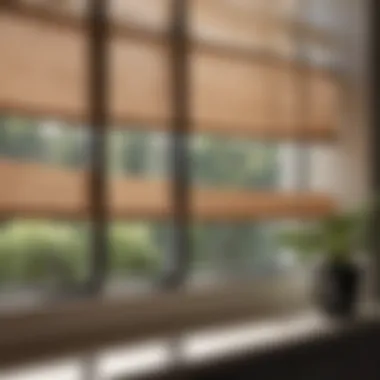 Innovative Smart Window Shades with Modern Controls Close-up view of smart window shades with control panel
