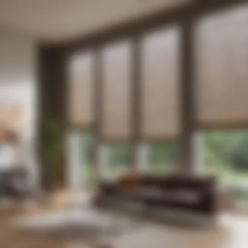 Variety of window sun shades displayed in a modern home setting