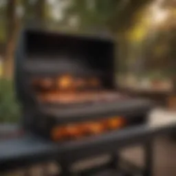 Artful wood-fired grill setup with glowing embers