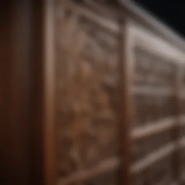 Intricate Grain Patterns in Wood Cabinetry Elegant wood cabinetry showcasing intricate grain patterns