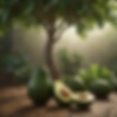 Avocado Tree with Abundant Harvest Lush avocado tree showcasing ripe avocados