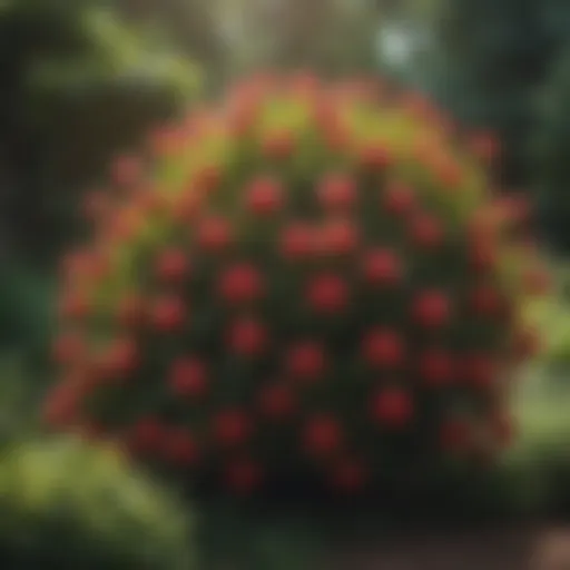 Vibrant flowering evergreen shrub in a lush garden setting