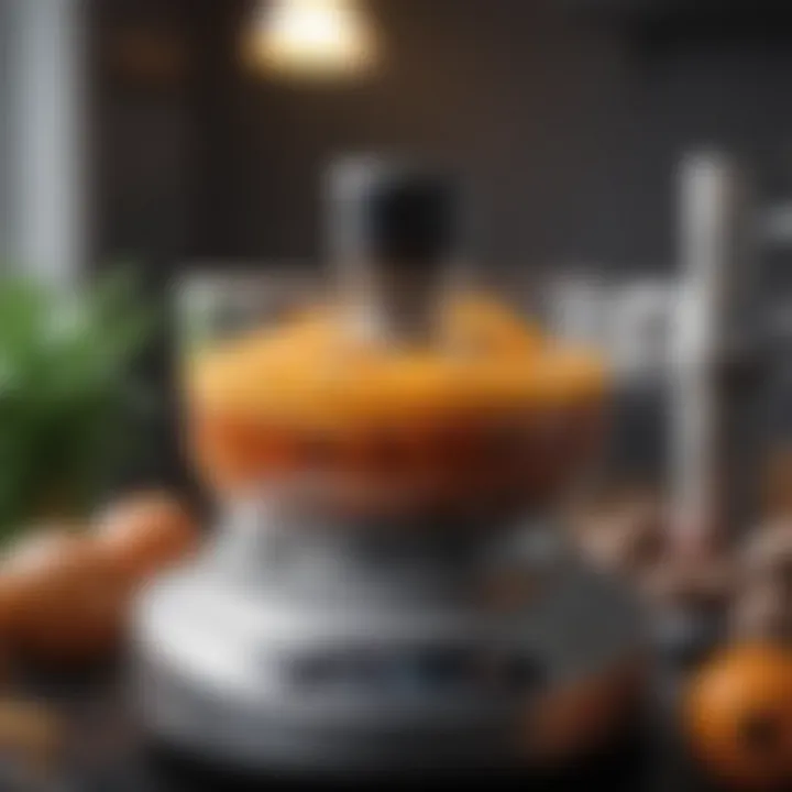 Close-up of food processor settings and controls