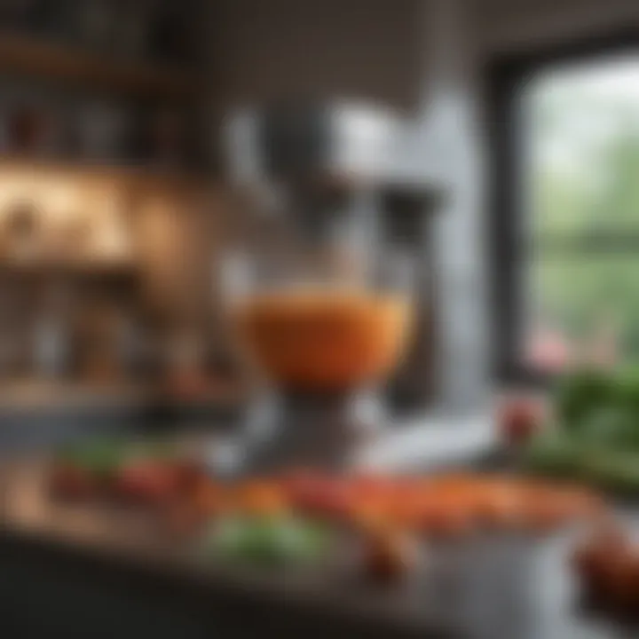 Food processor with a variety of fresh ingredients ready for use
