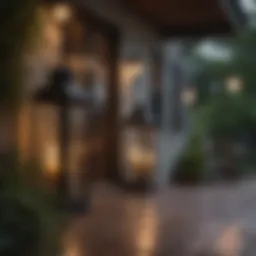 Elegant lanterns illuminating a cozy front porch