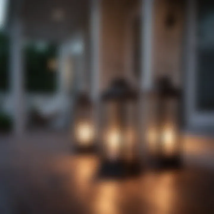 Modern lanterns enhancing contemporary porch decor