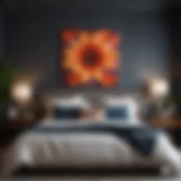 Elegant guest room adorned with vibrant art pieces