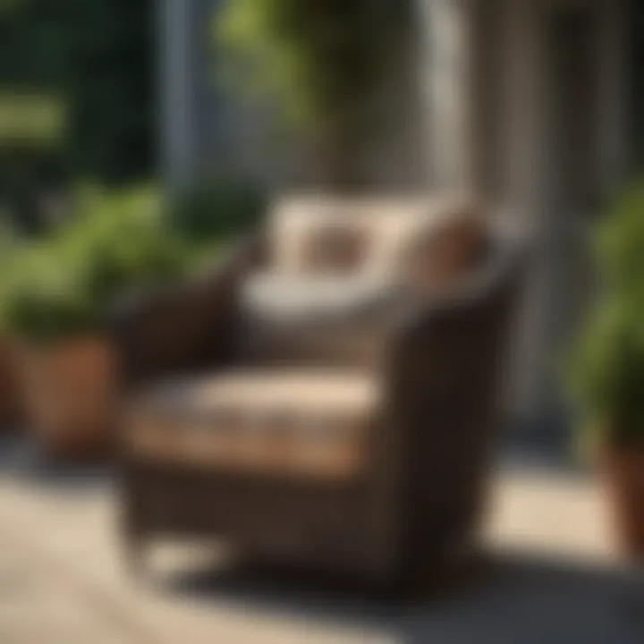 Hampton wicker outdoor club chair with decorative cushions