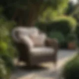 Stylish Hampton wicker outdoor club chair in a garden setting