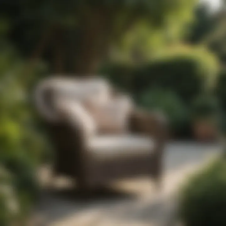 Stylish Hampton wicker outdoor club chair in a garden setting