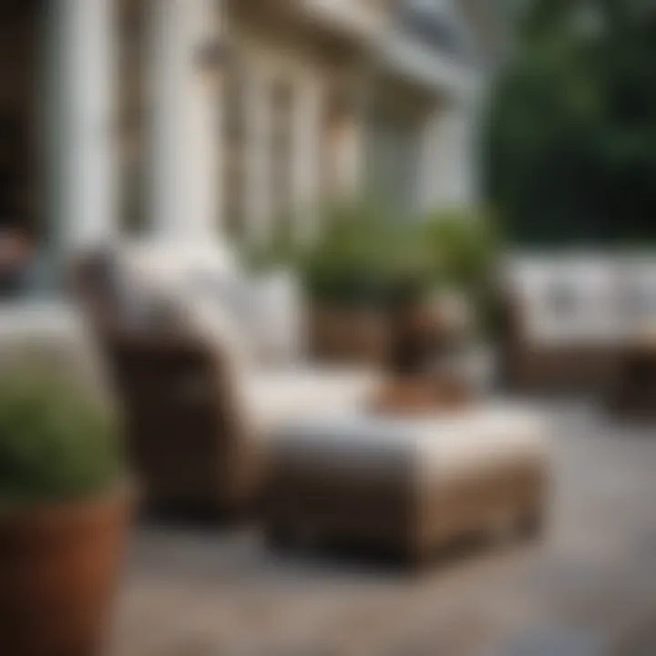 Elegant patio setup featuring the Hampton wicker outdoor club chair
