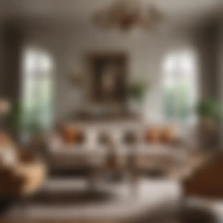 Luxurious living room adorned with stylish French country pieces, creating a cozy atmosphere