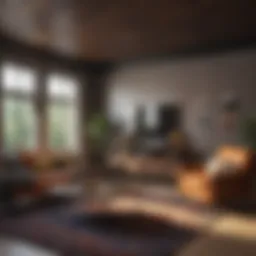 Cozy living room with modular furniture and vibrant color palette