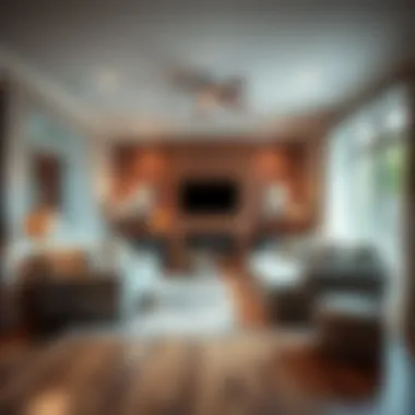 Charming living room enhancement with new flooring and lighting