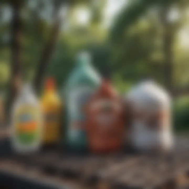 A variety of eco-friendly cleaning supplies arranged neatly