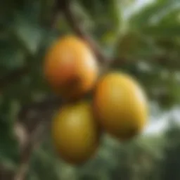 Close-up of ripe mangoes on a tree