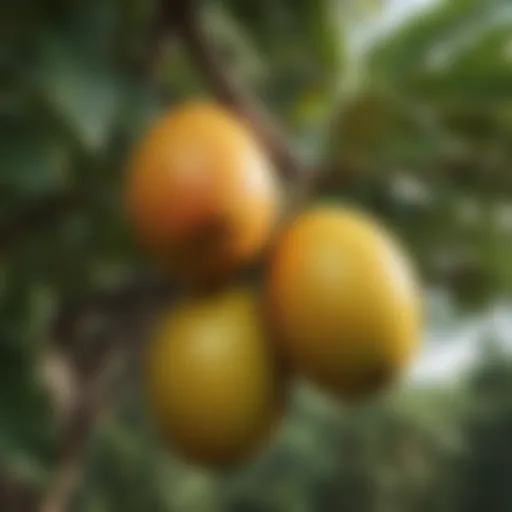 Close-up of ripe mangoes on a tree