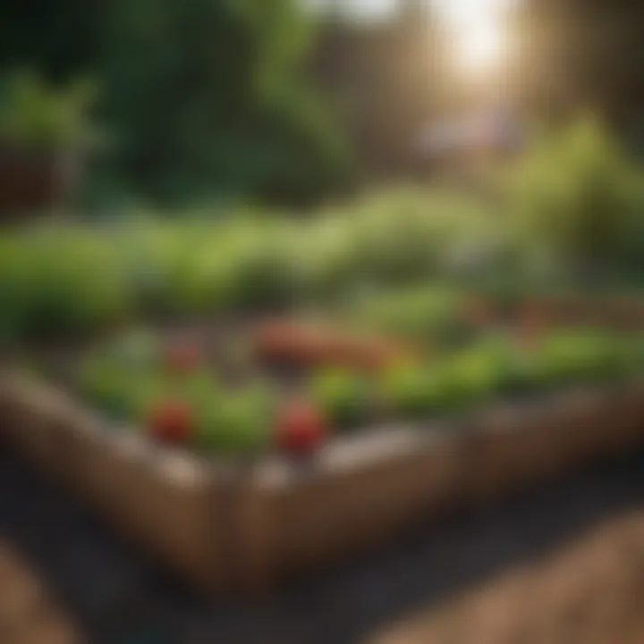 A raised bed garden layout showing optimal spacing for tomato plants