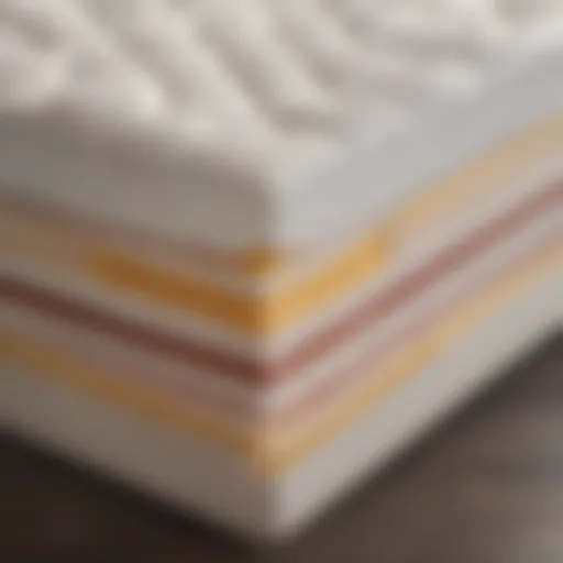 A cross-section view of a mattress showing different layers and materials