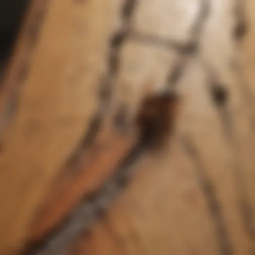 Close-up of termite damage on wood