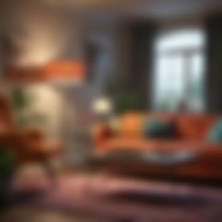 Colorful decorative lamp adding vibrancy to a living room