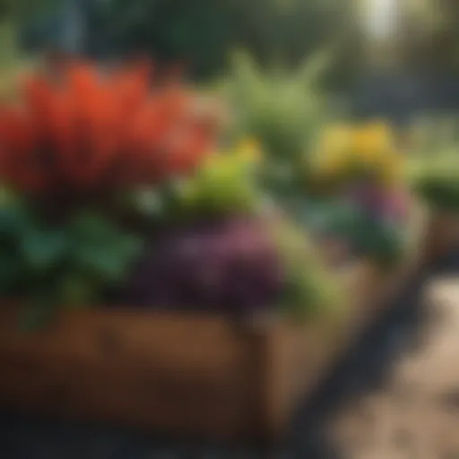 Raised bed garden showcasing vibrant plant growth