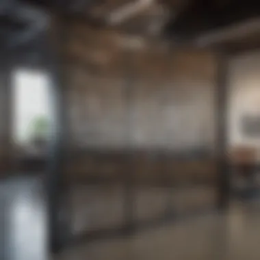 Industrial-style metal room divider enhancing office ambiance