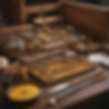 A neatly arranged beekeeping kit with essential tools