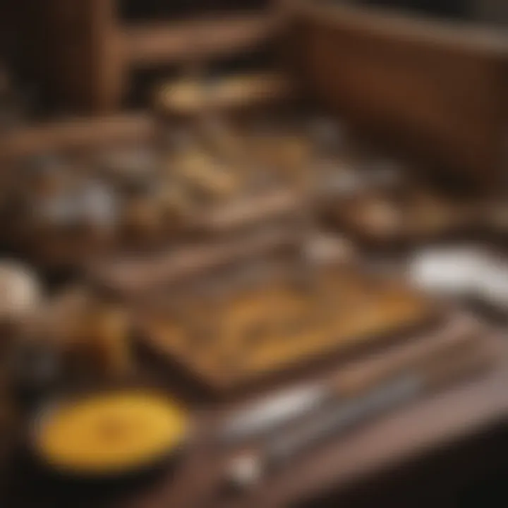 A neatly arranged beekeeping kit with essential tools