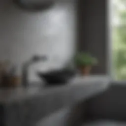 Sleek granite bathroom counter with modern sink