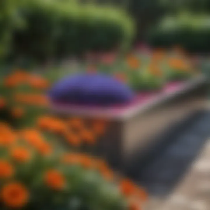 Contemporary metal raised flower bed with vibrant flowers