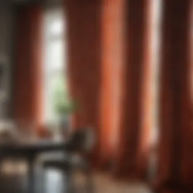 Patterned Drapes for Vibrant Interiors Bold patterned drapes adding character to a vibrant dining area.