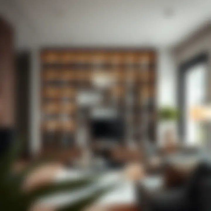 Modern Bookshelf in Contemporary Space A modern bookshelf integrated into a stylish living room
