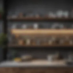 Stylish open shelving showcasing kitchen essentials and decor
