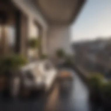 Elegant balcony seating with views and decorative elements