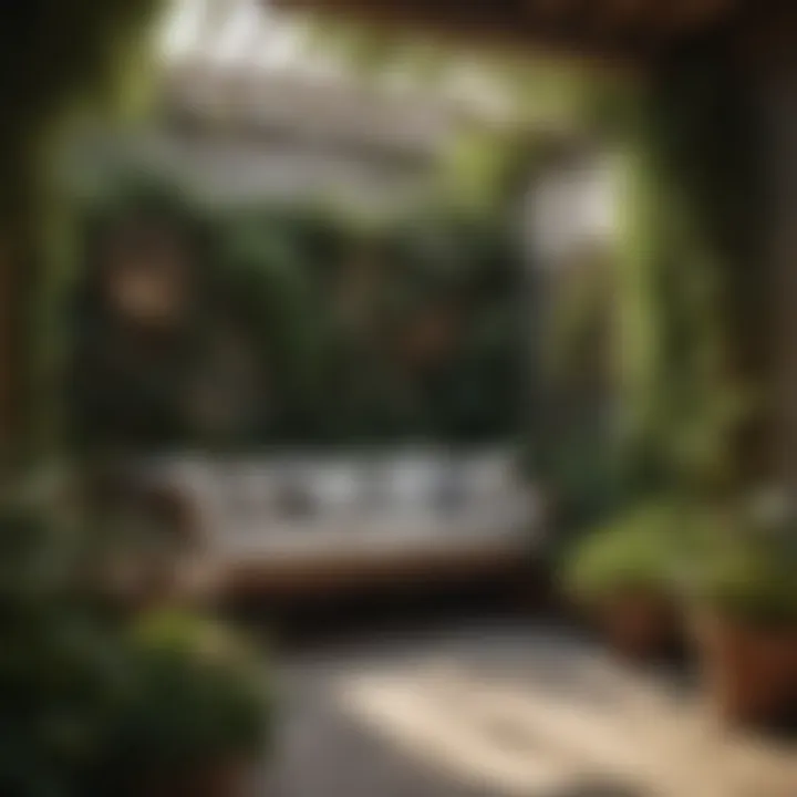 Cozy garden nook with comfortable seating and greenery