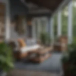 Stylish outdoor furniture arrangement on a three-season porch