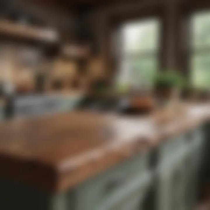 Rustic wooden countertop enhancing kitchen warmth
