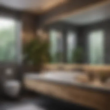 Modern Bathroom with Innovative Lighting A modern bathroom showcasing innovative lighting solutions and vibrant accents.