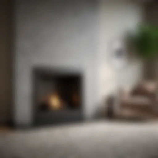 Elegant minimalist fireplace with geometric tile design