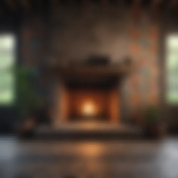 Rustic fireplace adorned with handmade ceramic tiles