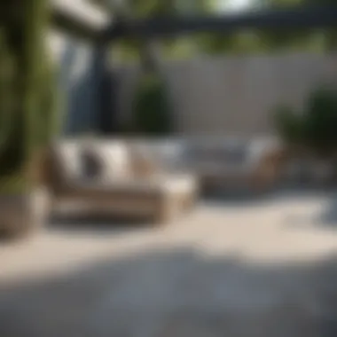 Sophisticated Stone Patio with Contemporary Seating Elegant stone patio with modern furniture