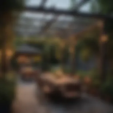 Inviting Outdoor Dining Space with Elegant Pergola Stylish outdoor dining area with pergola