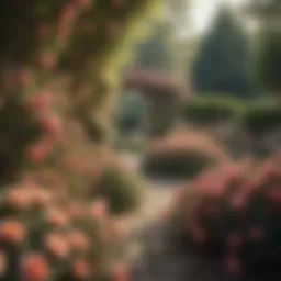 A vibrant rose garden in full bloom showcasing a variety of colors and types of roses.