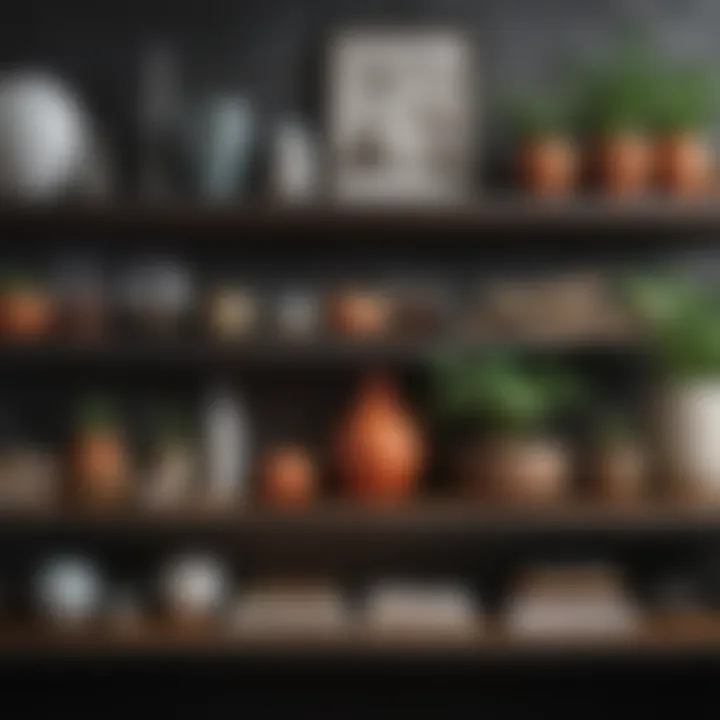 Modern shelf showcasing a blend of textures and colors